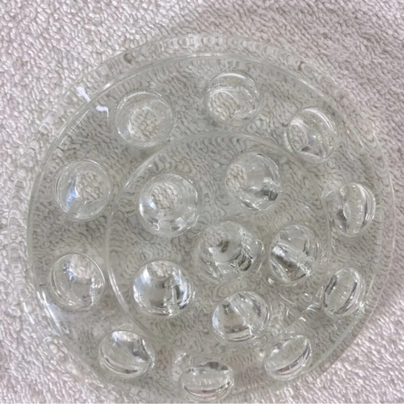 Vintage Clear Glass 16 Hole Flower Frog Flower Holder Stem Holder Arrangement - Picture 3 of 8